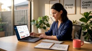 Digital marketer working on ecommerce analytics