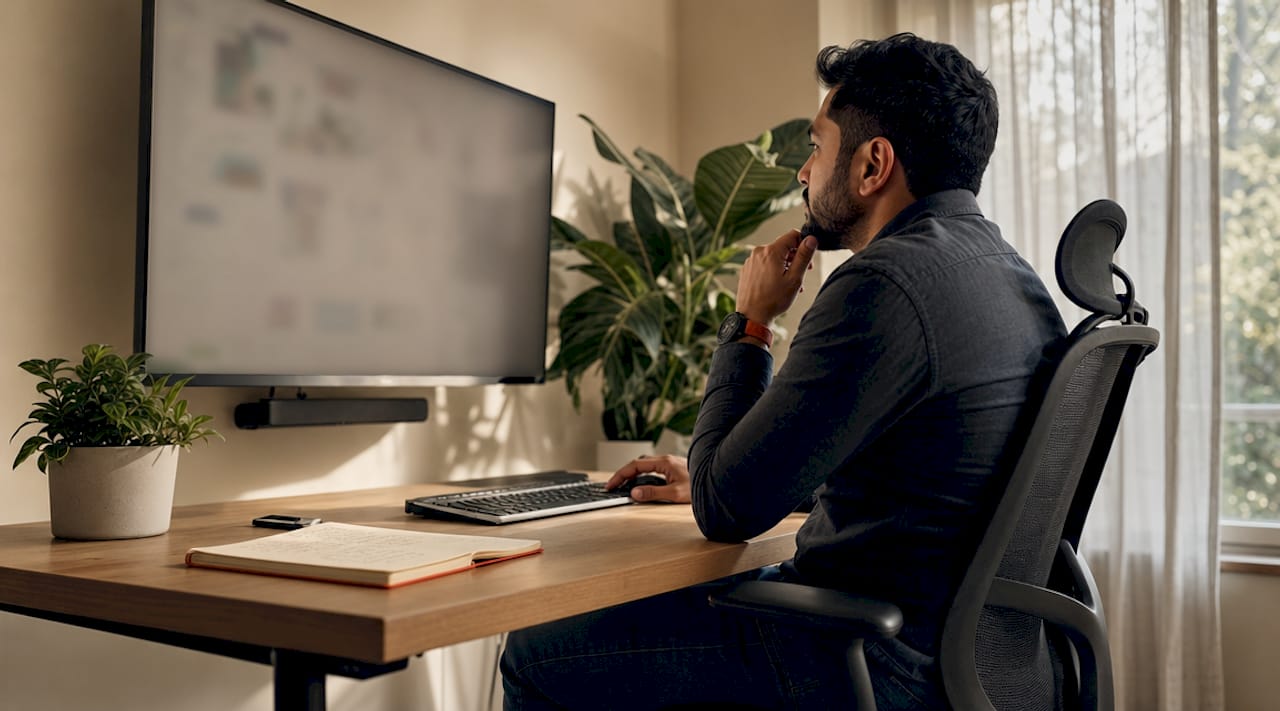 Professional scheduling digital ad campaigns at home desk