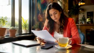 Entrepreneur reviewing ecommerce strategy document
