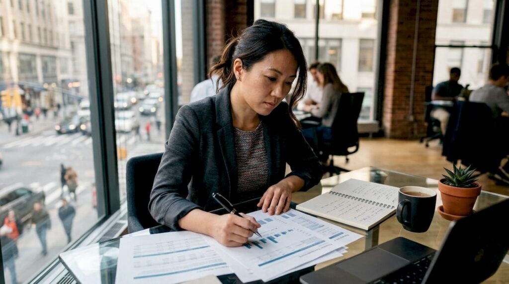 Entrepreneur reviewing ecommerce valuation documents