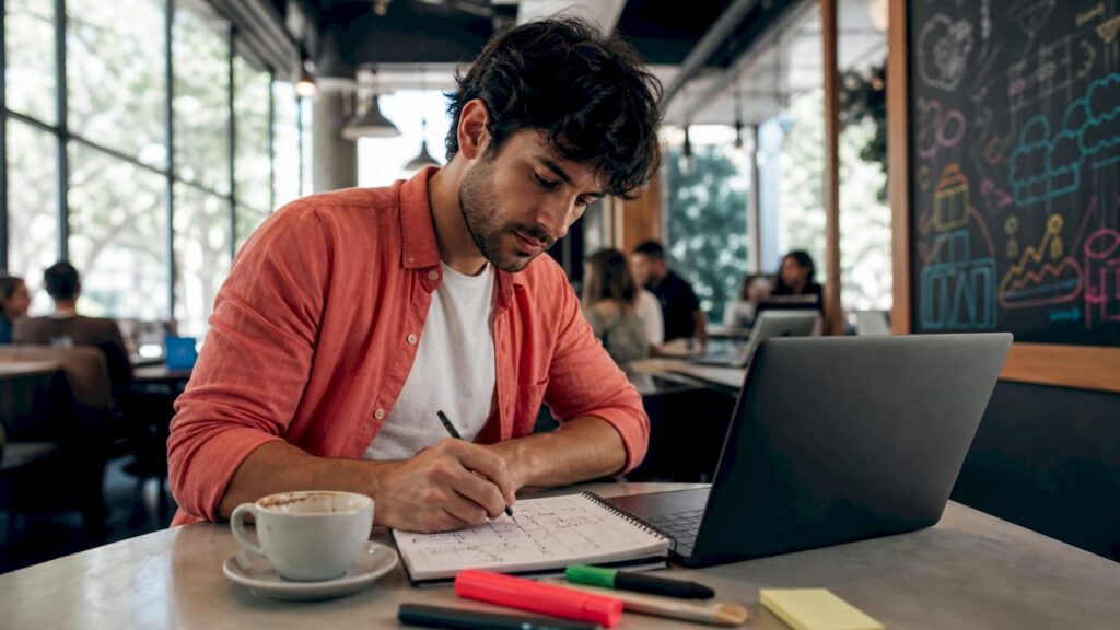 Entrepreneur working on growth hacking strategy