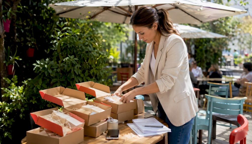 Ecommerce manager preparing subscription boxes