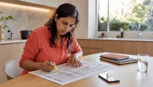 Woman highlighting pixel tracking schematic