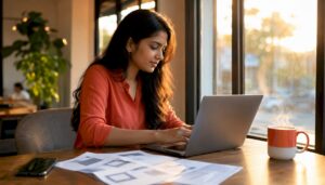 Entrepreneur working on email marketing campaign