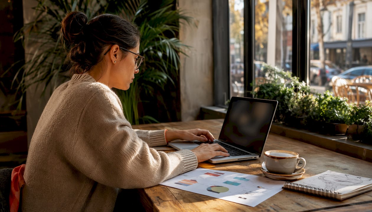 Woman analyzing ecommerce revenue streams at desk