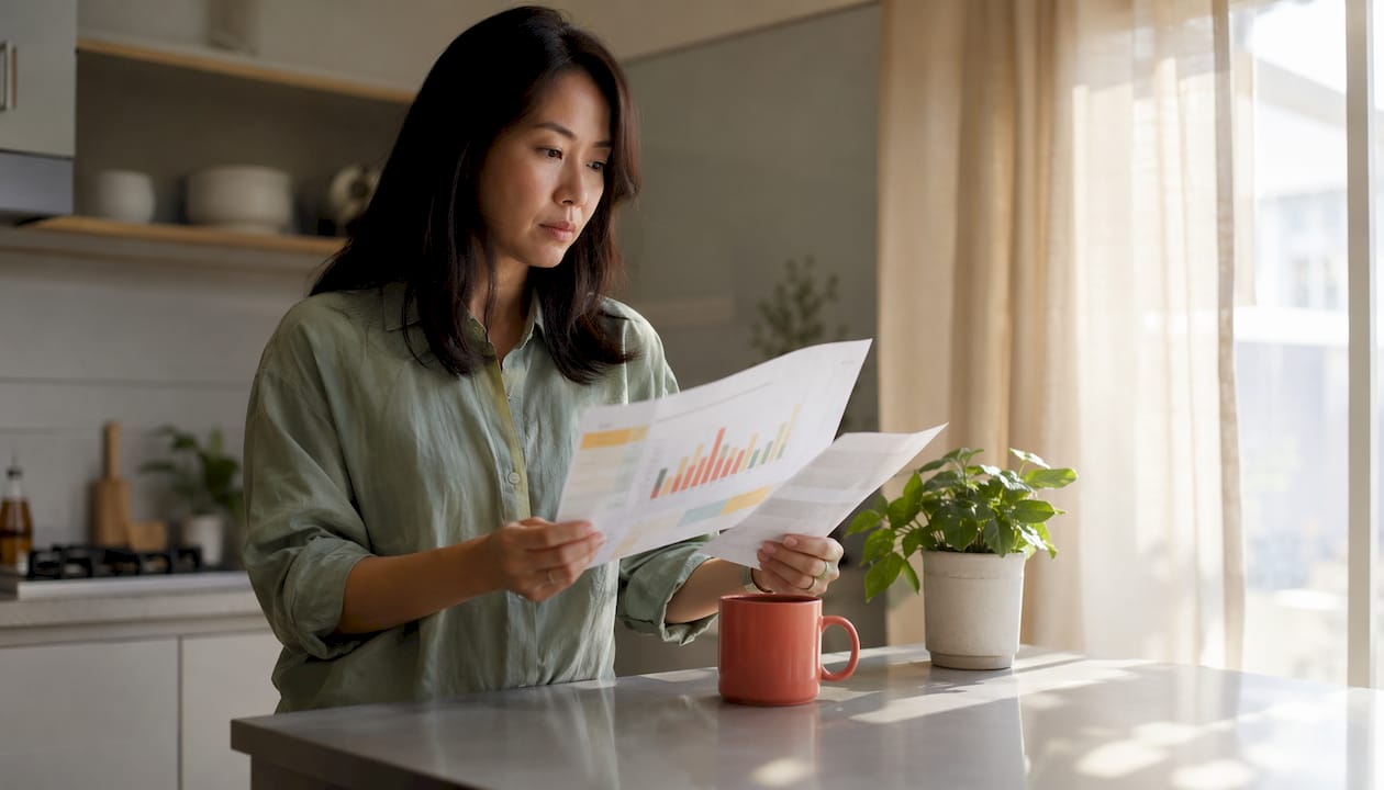 Marketer reviewing seasonal ad plans at home desk