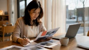 Person reviewing agency alternatives documents