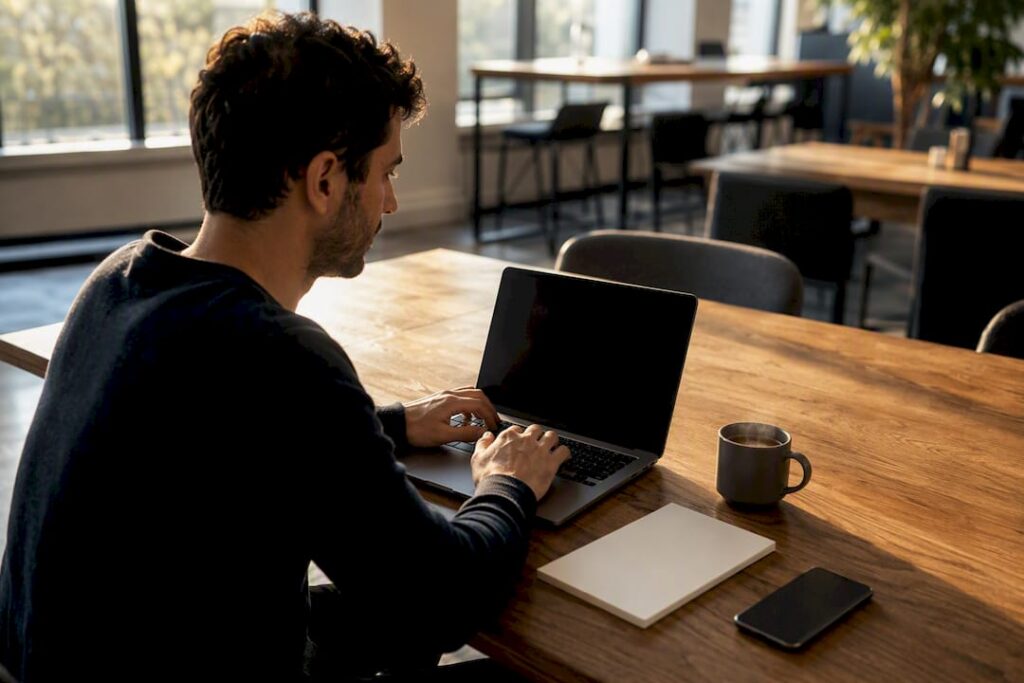 Developer hands typing code on laptop keyboard