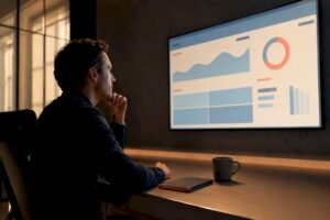 Media buyer reviewing Facebook ad campaign