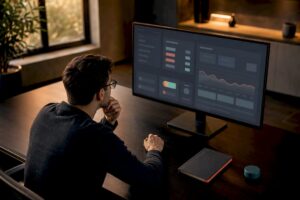 Analyst checking stalled ad delivery dashboard