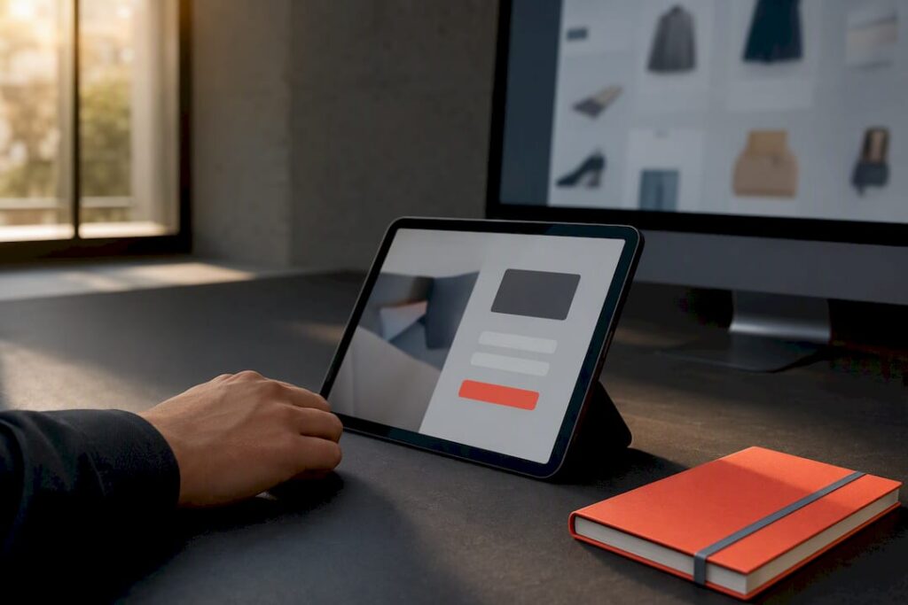 Ecommerce lead capture interface on tablet