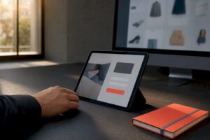 Ecommerce lead capture interface on tablet