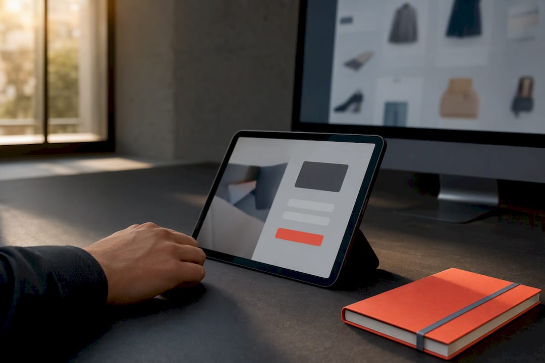 Ecommerce lead capture interface on tablet