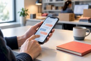 Hands testing an ecommerce chatbot