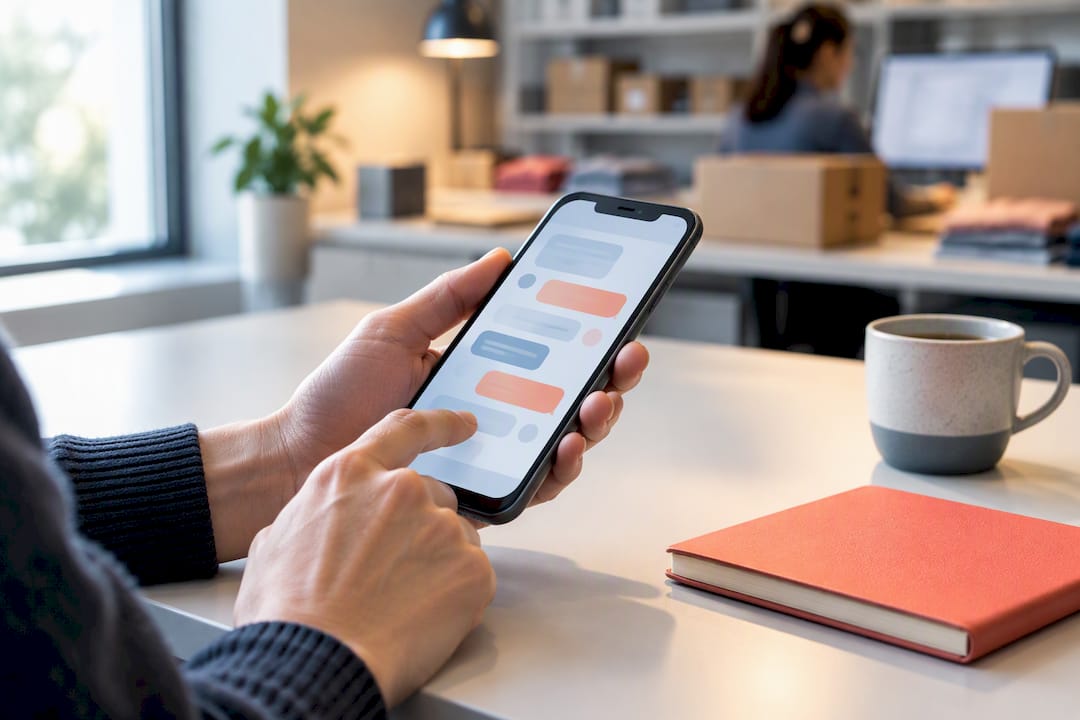 Hands testing an ecommerce chatbot