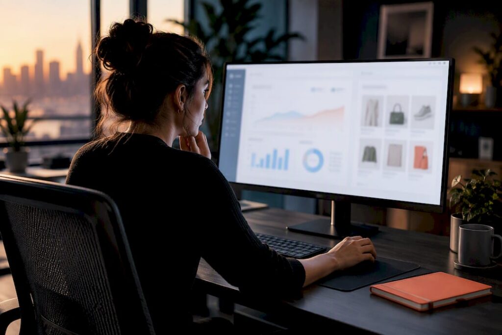Marketer reviewing automated ecommerce campaign