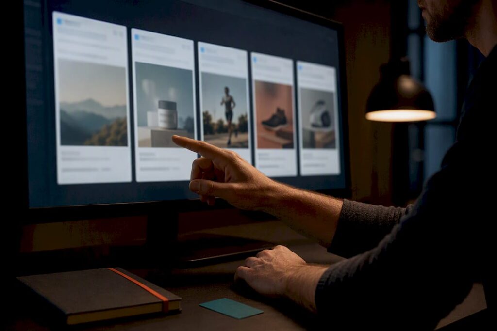 Advertiser comparing varied ad creative previews